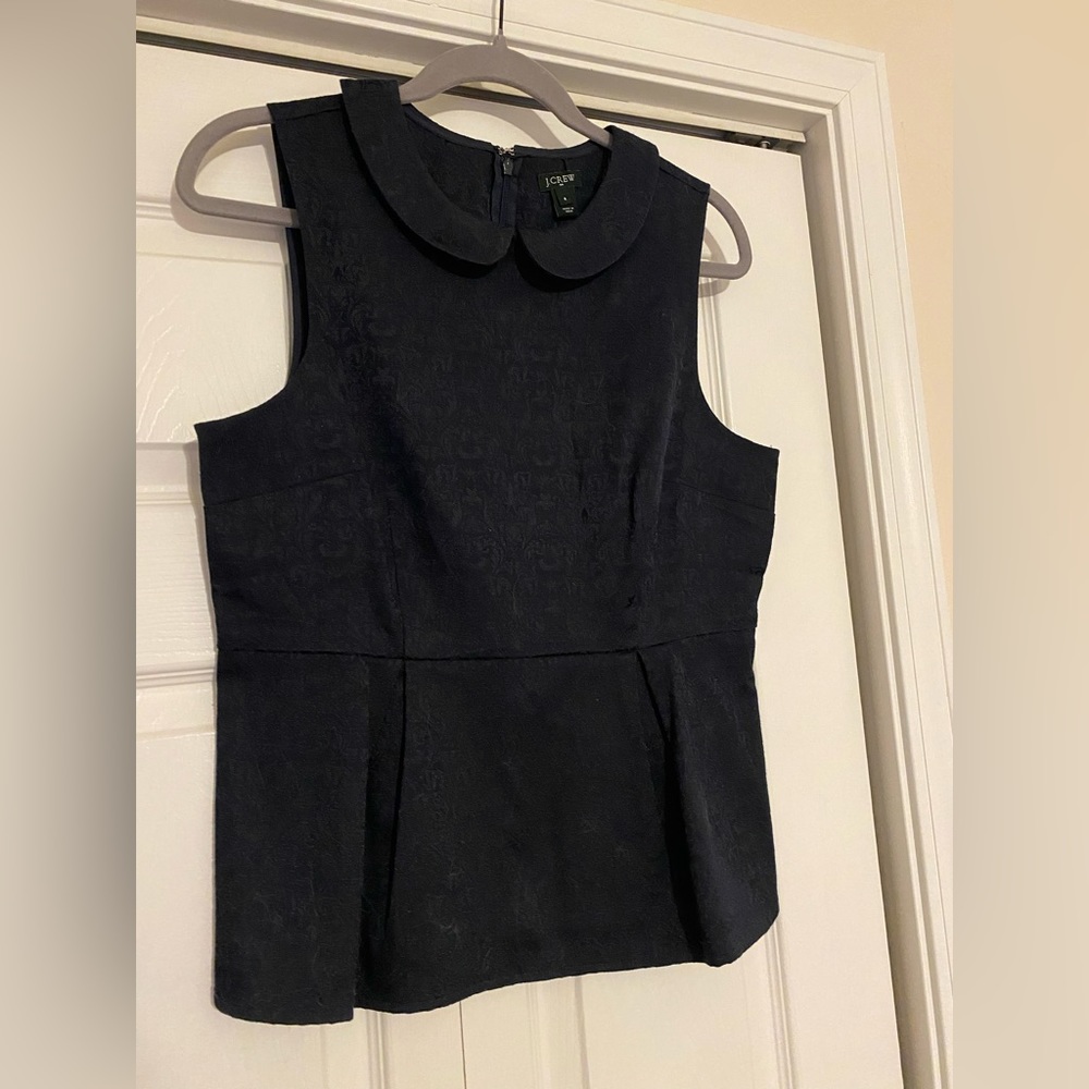 J Crew navy peplum top with Peter Pan collar size 8